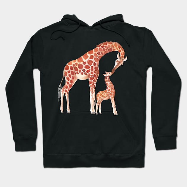 Cute Awesome Giraffe Mother and Baby Calf Hoodie by SabraAstanova